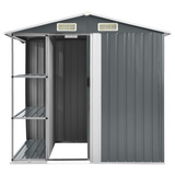 vidaXL Garden Shed with Rack Gray 80.7"x51.2"x72" Iron