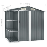 vidaXL Garden Shed with Rack Gray 80.7"x51.2"x72" Iron