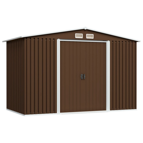 vidaXL Garden Storage Shed Brown 101.2"x80.7"x70.1" Steel - Sturdy and Durable Outdoor Storage Solution