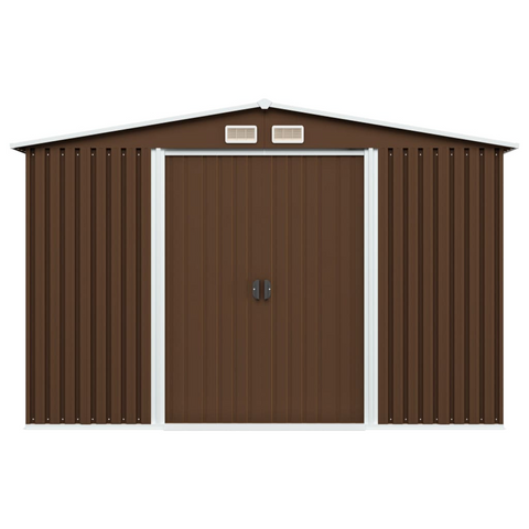 vidaXL Garden Storage Shed Brown 101.2"x80.7"x70.1" Steel - Sturdy and Durable Outdoor Storage Solution