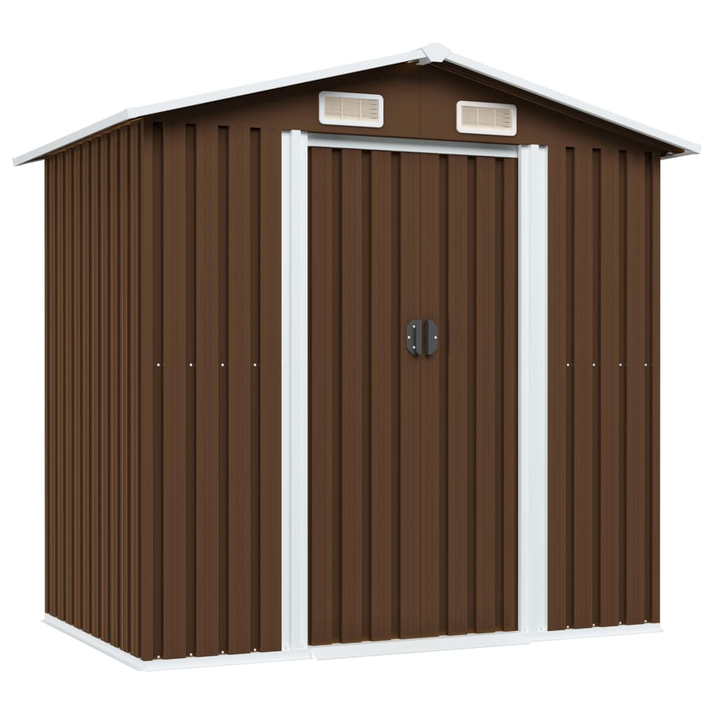 vidaXL Garden Storage Shed Brown 80.3"x52"x73.2" Steel - Durable and Spacious