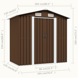 vidaXL Garden Storage Shed Brown 80.3"x52"x73.2" Steel - Durable and Spacious