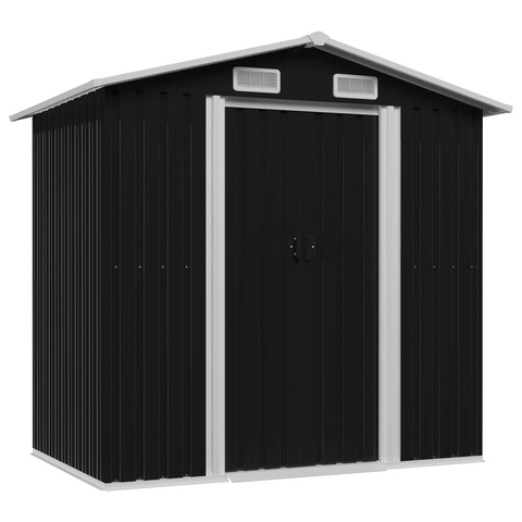 vidaXL Garden Storage Shed Anthracite Steel 80.3"x52"x73.2" - Durable and Spacious Outdoor Storage Solution