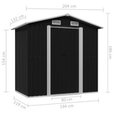 vidaXL Garden Storage Shed Anthracite Steel 80.3"x52"x73.2" - Durable and Spacious Outdoor Storage Solution