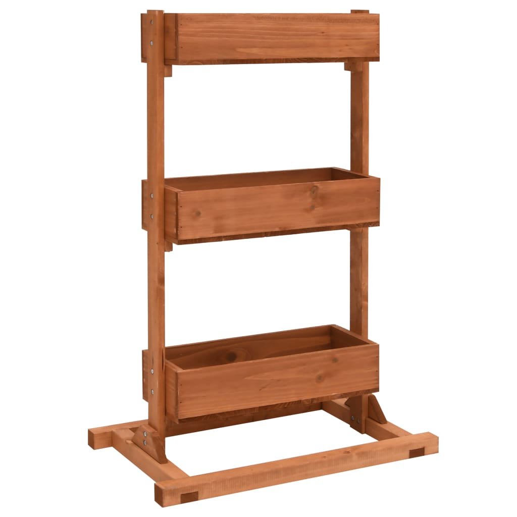 vidaXL Planter 20.5"x11.8"x30.7" Firwood - Handmade Wooden Plant Stand with 3 Shelves