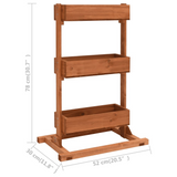 vidaXL Planter 20.5"x11.8"x30.7" Firwood - Handmade Wooden Plant Stand with 3 Shelves