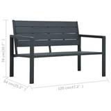 vidaXL Patio Bench 47.2" HDPE Gray Wood Look - Stylish and Durable Outdoor Seating