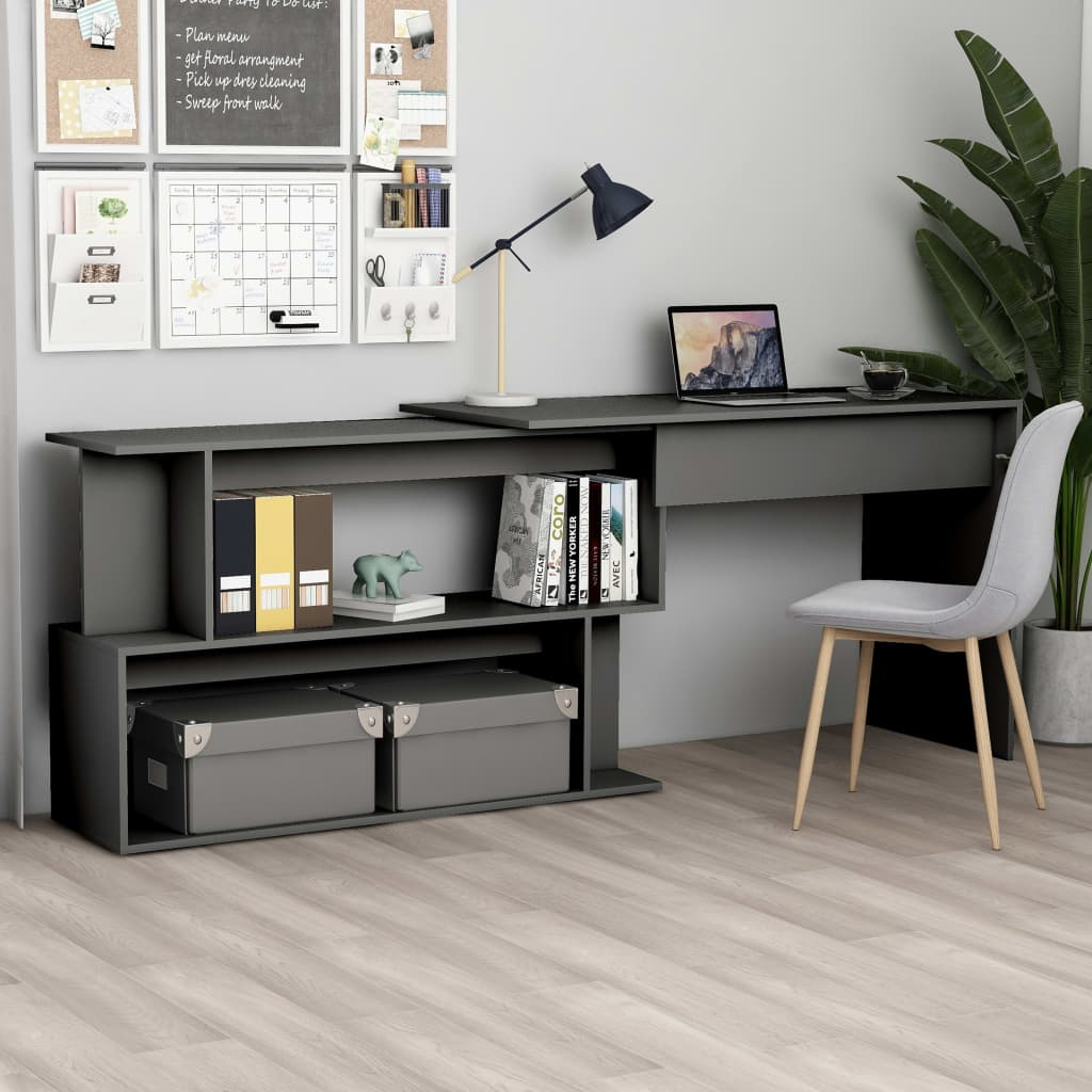 Buy vidaXL Corner Desk Gray - Engineered Wood - Best Price!