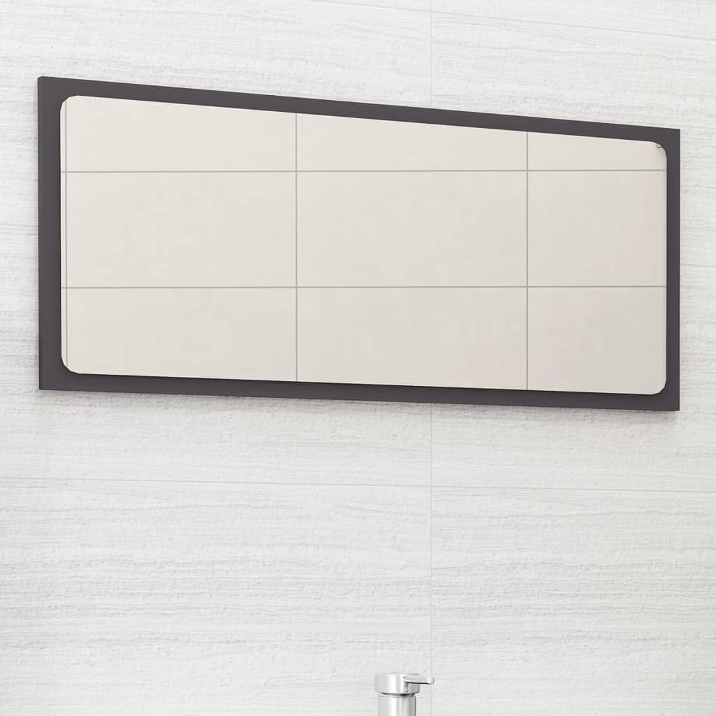 vidaXL Bathroom Mirror Gray 31.5"x0.6"x14.6" | Contemporary Style | Engineered Wood