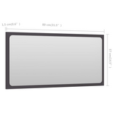 vidaXL Bathroom Mirror Gray 31.5"x0.6"x14.6" | Contemporary Style | Engineered Wood