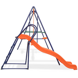 vidaXL Swing Set with Slide and 3 Seats Orange - Outdoor Playset for Children