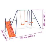 vidaXL Swing Set with Slide and 3 Seats Orange - Outdoor Playset for Children