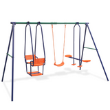 vidaXL Swing Set with 5 Seats Orange - Outdoor Play Equipment for Kids