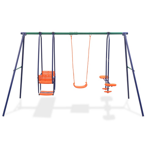 vidaXL Swing Set with 5 Seats Orange - Outdoor Play Equipment for Kids