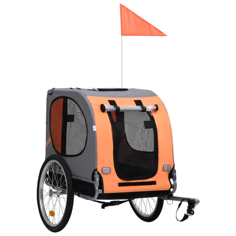 vidaXL Pet Bike Trailer Orange and Gray - Sturdy, Water Resistant, and Convenient