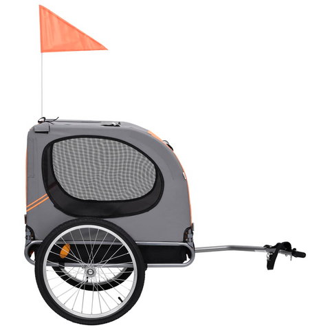 vidaXL Pet Bike Trailer Orange and Gray - Sturdy, Water Resistant, and Convenient