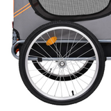 vidaXL Pet Bike Trailer Orange and Gray - Sturdy, Water Resistant, and Convenient