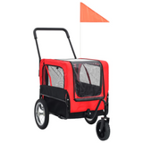 vidaXL 2-in-1 Pet Bike Trailer & Jogging Stroller Red and Black - Convenient, Versatile, and Safe