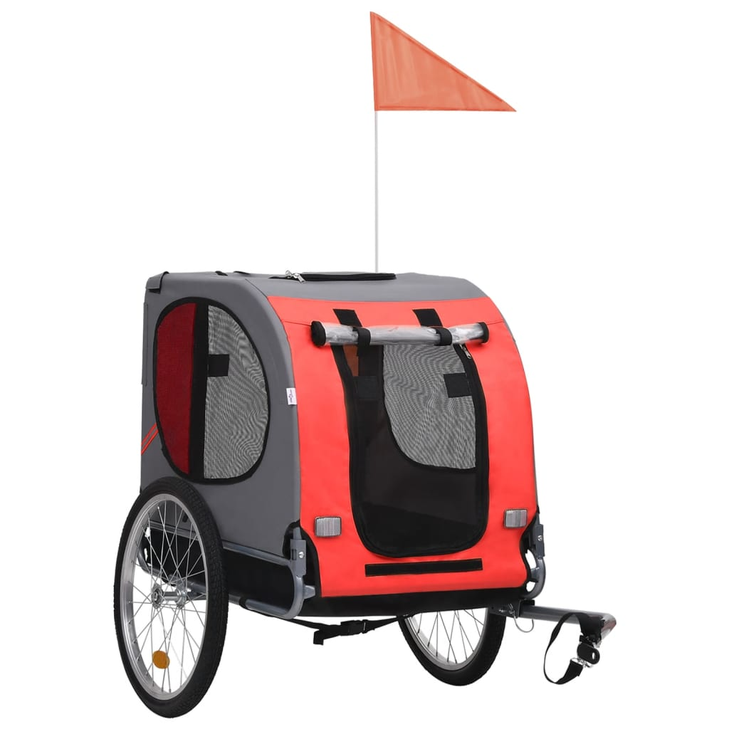 vidaXL Pet Bike Trailer Red and Black - Sturdy, Water Resistant, and Convenient