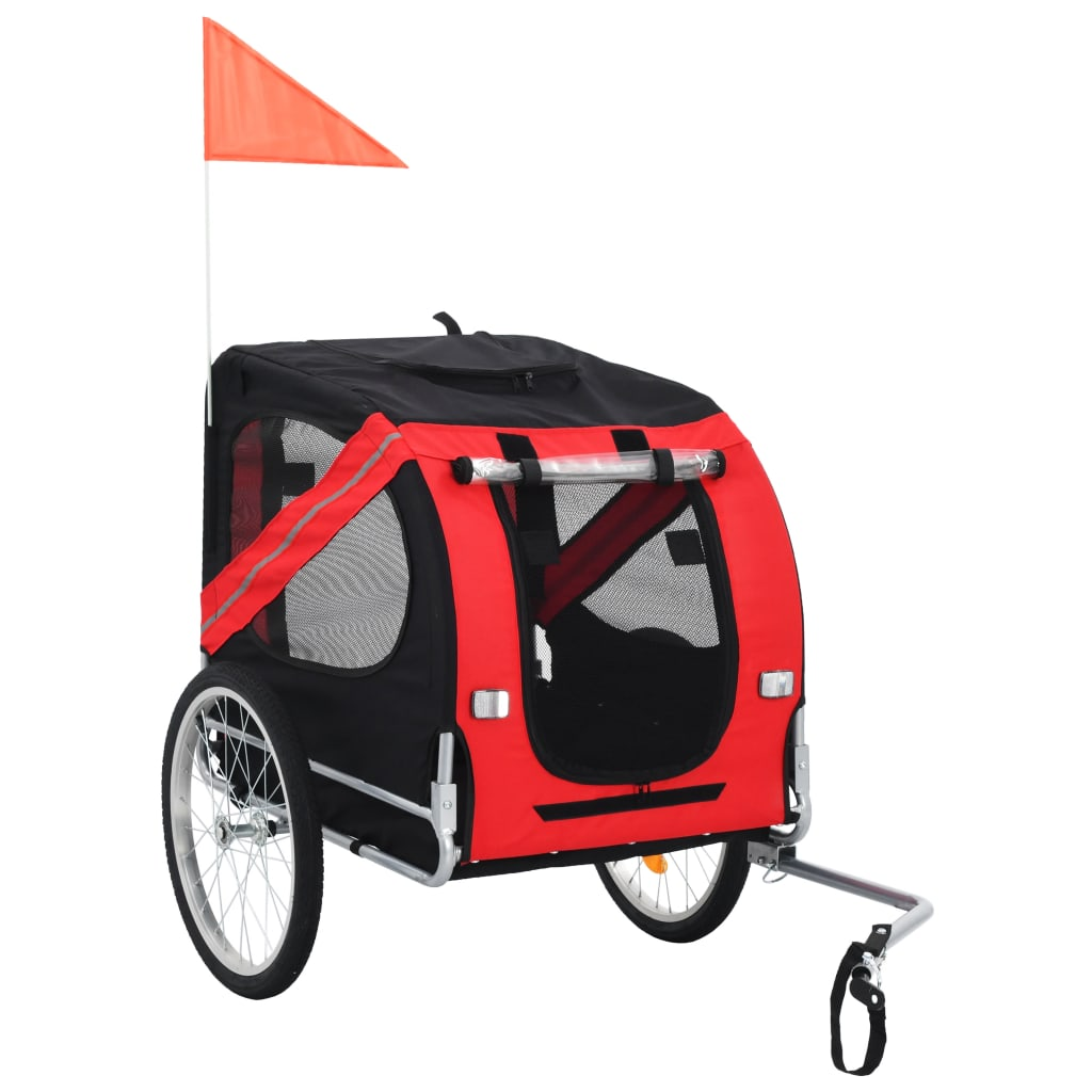 vidaXL Pet Bike Trailer Red and Black - Sturdy and Convenient Dog Bicycle Trailer