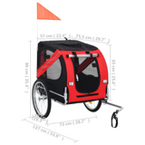 vidaXL Pet Bike Trailer Red and Black - Sturdy and Convenient Dog Bicycle Trailer