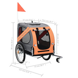 vidaXL Pet Bike Trailer Orange and Gray - Sturdy, Foldable, and Convenient