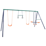 vidaXL Swing Set with Gymnastic Rings and 4 Seats Steel - Outdoor Playset for Kids