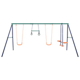 vidaXL Swing Set with Gymnastic Rings and 4 Seats Steel - Outdoor Playset for Kids