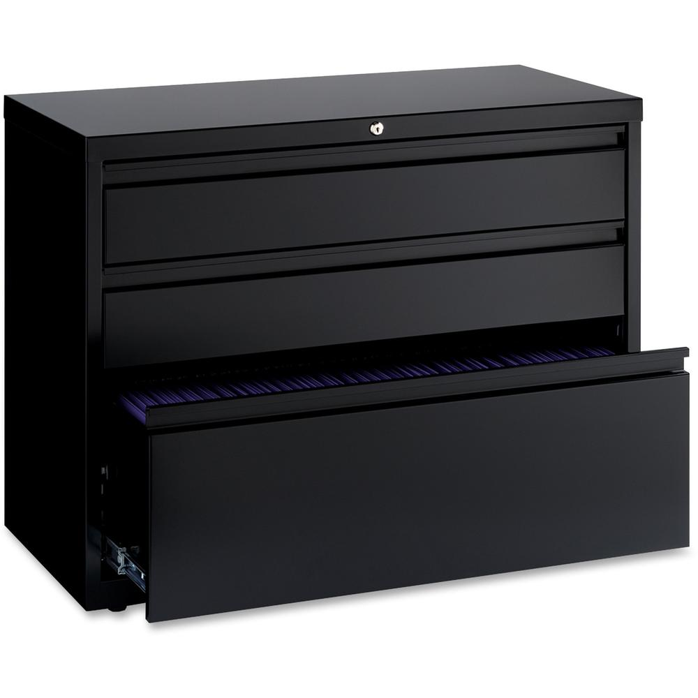 Lorell 36" Lateral File Cabinet - 3-Drawer - Hanging Rail, Locking Drawer, Ball-bearing Suspension