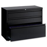 Lorell 36" Lateral File Cabinet - 3-Drawer - Hanging Rail, Locking Drawer, Ball-bearing Suspension