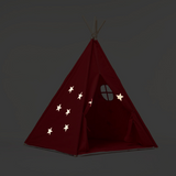 Teepee Play Tent Red and Fluorescent Stars with Cushion - Glowing Magical Hideaway