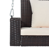 2-Person Wicker Hanging Porch Swing with Chains Cushion