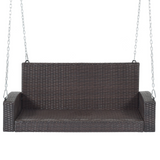 2-Person Wicker Hanging Porch Swing with Chains Cushion