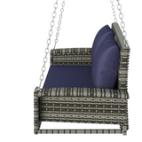 2-Person Wicker Hanging Porch Swing with Chains Cushion