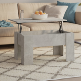 vidaXL Coffee Table Concrete Gray 31.1"x19.3"x16.1" Engineered Wood - Modern Lift-Top Design - Hidden Storage Compartment - Versatile and Space-Saving