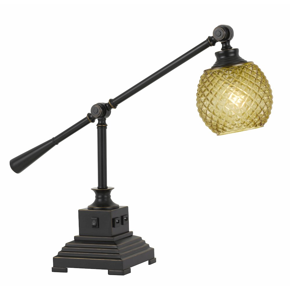 21" Height Metal Desk Lamp with USB in Dark Bronze Finish - WhatYouNeedSales