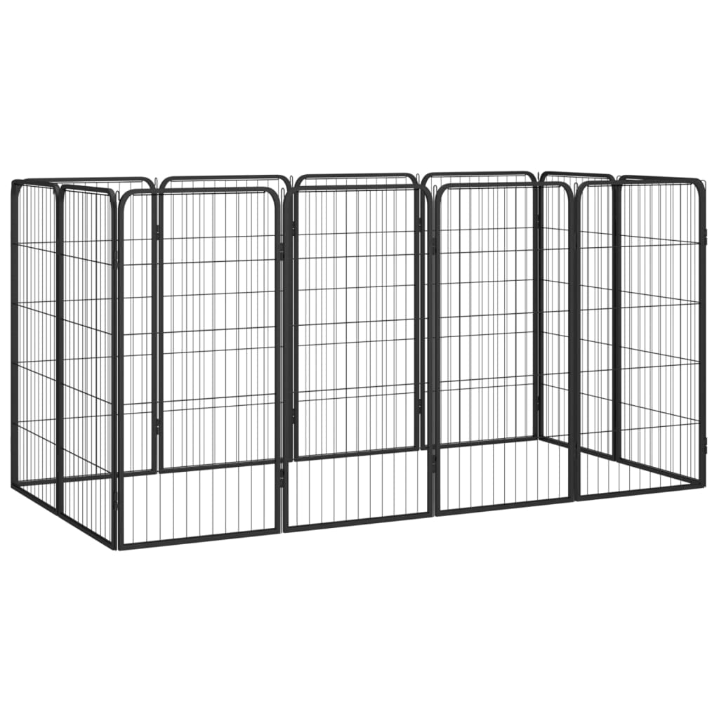 vidaXL 12-Panel Dog Playpen Black - Sturdy and Durable Steel Construction