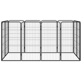 vidaXL 12-Panel Dog Playpen Black - Sturdy and Durable Steel Construction