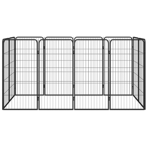 vidaXL 12-Panel Dog Playpen Black - Sturdy and Durable Steel Construction