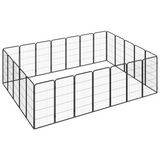 vidaXL 24-Panel Dog Playpen Black 19.7"x39.4" Powder-coated Steel