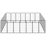 vidaXL 24-Panel Dog Playpen Black 19.7"x39.4" Powder-coated Steel