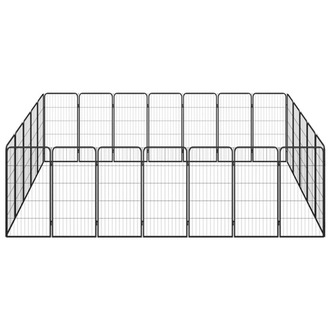 vidaXL 24-Panel Dog Playpen Black 19.7"x39.4" Powder-coated Steel