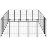 vidaXL 24-Panel Dog Playpen Black 19.7"x39.4" Powder-coated Steel