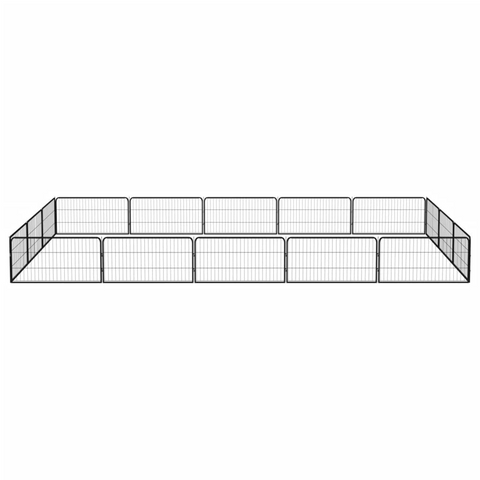 vidaXL 16-Panel Dog Playpen Black 39.4"x19.7" Powder-coated Steel