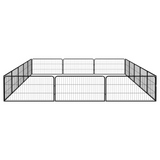 vidaXL 16-Panel Dog Playpen Black 39.4"x19.7" Powder-coated Steel