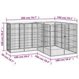 vidaXL 14-Panel Dog Playpen Black | 19.7"x39.4" | Powder-coated Steel