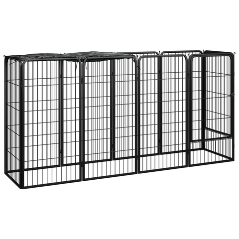 vidaXL 10-Panel Dog Playpen Black 19.7"x39.4" Powder-coated Steel