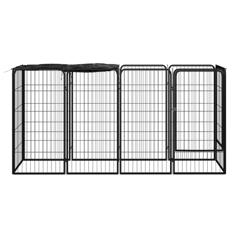 vidaXL 10-Panel Dog Playpen Black 19.7"x39.4" Powder-coated Steel