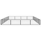 vidaXL 20-Panel Dog Playpen Black | Powder-coated Steel