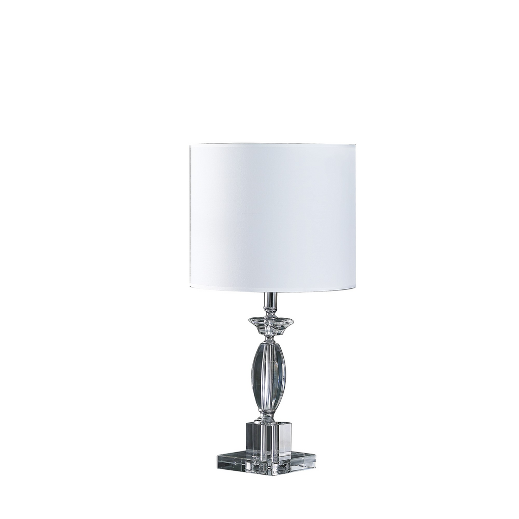 23" Silver Crystal Standard Table Lamp With White Classic Drum Shade Table Lamp - WhatYouNeedSales